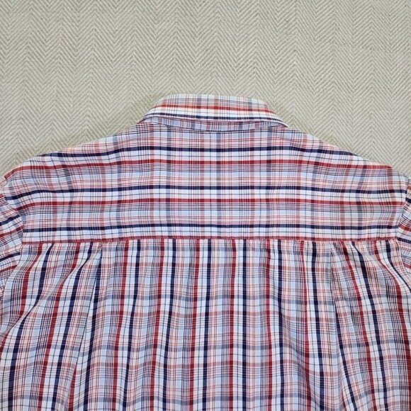 Burry Lane Button Down Shirt Men's XL Red, White & Blue Plaid 100% Cotton Y2K - Picture 15 of 15